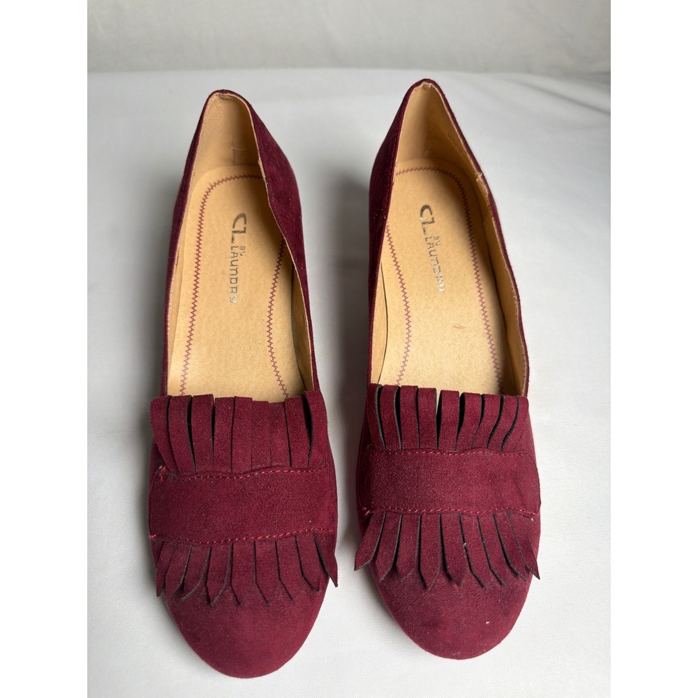 Fringe CL Laundry Loafer Heels Womens 7M Burgundy Excellent
